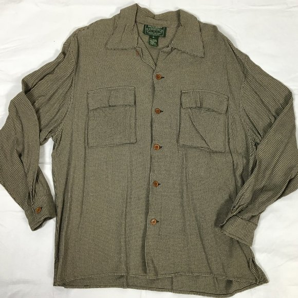 Vtg Polo Country Rayon Houndstooth Button Shirt L - Picture 1 of 4